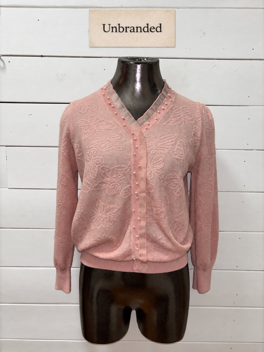 Butterfly Fine Merino Wool Cardigan – Dusty Pink – Estimated Size S